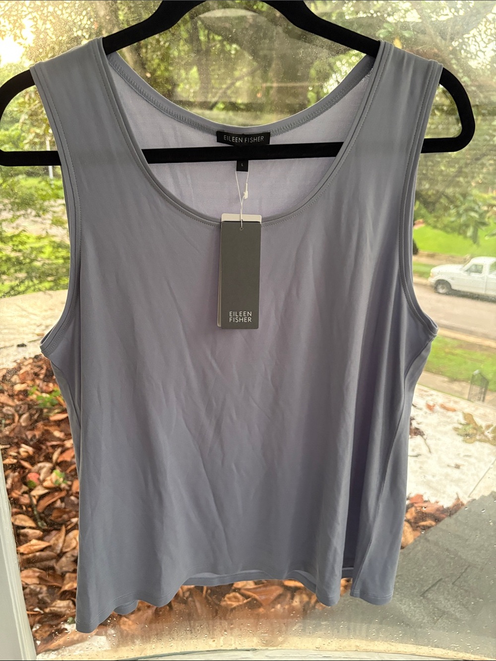 Eileen Fisher Soft Lavender Scoop Neck Tank-Large NWTO 100% Silk